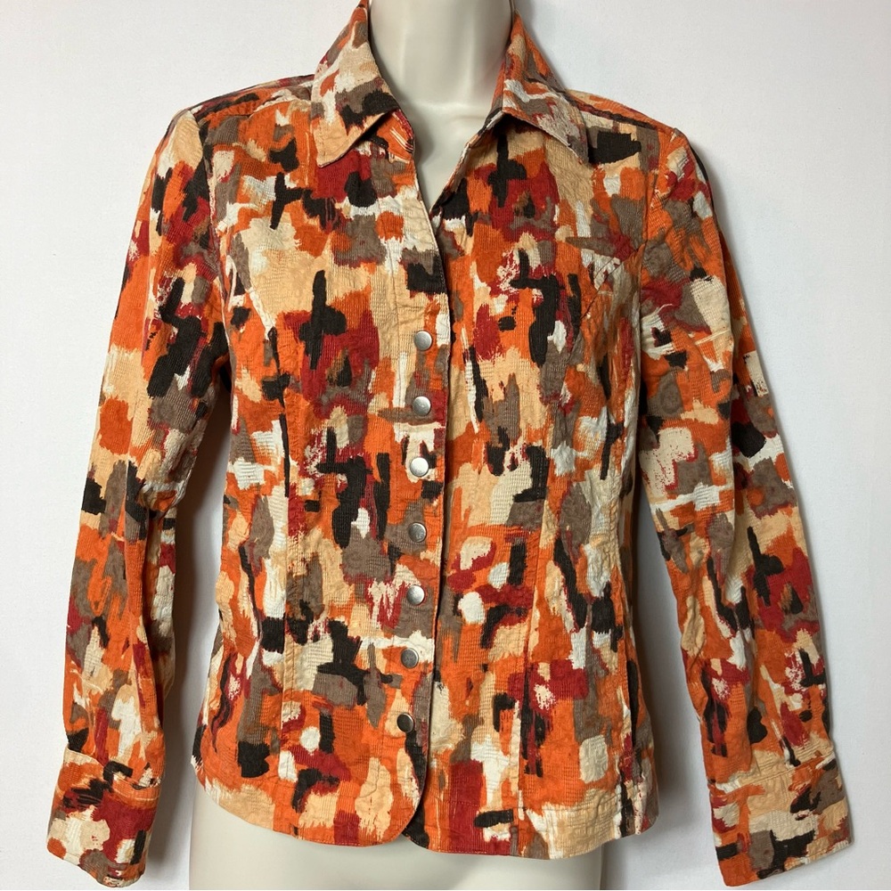 Christopher & Banks Multi-Color Abstract Jacket - Stretchy! *Coupon eligible Sm